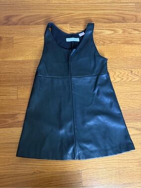 Zara Black Faux Leather A-Line Mini Dress